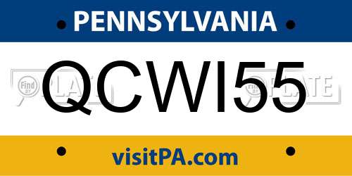 QCWI55 Pennsylvania License Plate