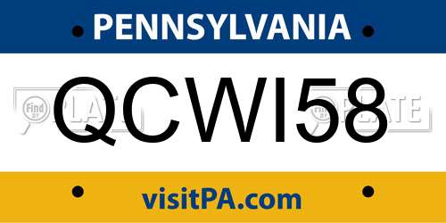 QCWI58 Pennsylvania License Plate