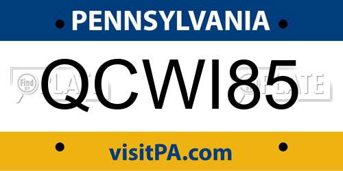 QCWI85 Pennsylvania License Plate