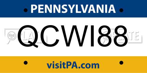 QCWI88 Pennsylvania License Plate