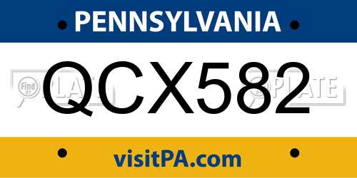 QCX582 Pennsylvania License Plate
