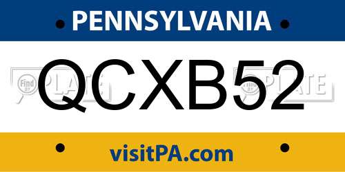 QCXB52 Pennsylvania License Plate
