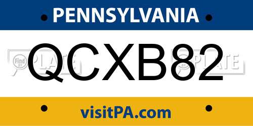 QCXB82 Pennsylvania License Plate