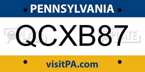 QCXB87 Pennsylvania License Plate