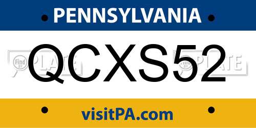 QCXS52 Pennsylvania License Plate