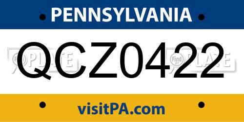 QCZ0422 Pennsylvania License Plate