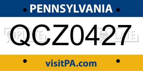 QCZ0427 Pennsylvania License Plate