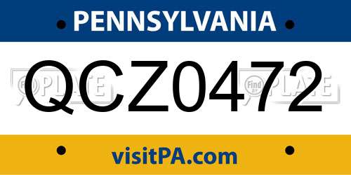 QCZ0472 Pennsylvania License Plate