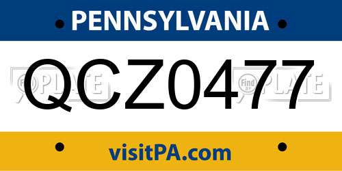 QCZ0477 Pennsylvania License Plate