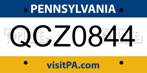 QCZ0844 Pennsylvania License Plate