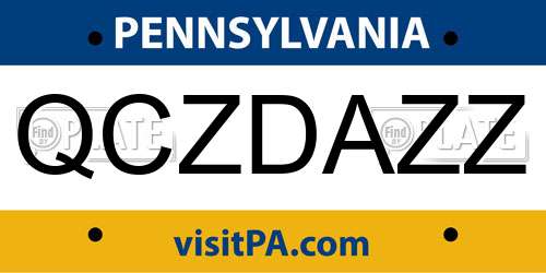 QCZDAZZ Pennsylvania License Plate