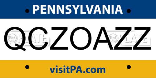QCZOAZZ Pennsylvania License Plate