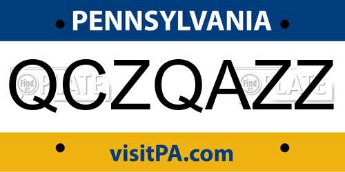 QCZQAZZ Pennsylvania License Plate