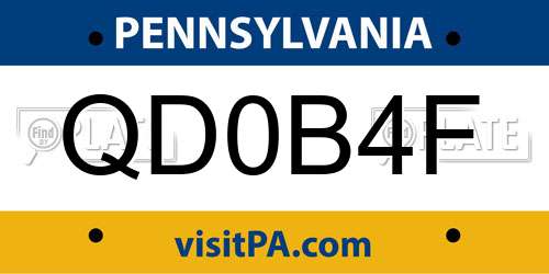 QD0B4F Pennsylvania License Plate