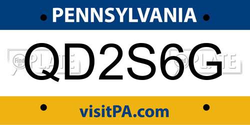 QD2S6G Pennsylvania License Plate