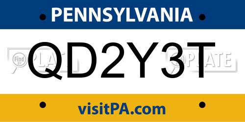 QD2Y3T Pennsylvania License Plate