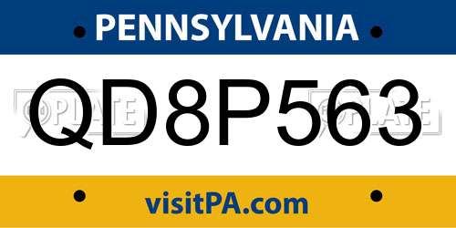 QD8P563 Pennsylvania License Plate