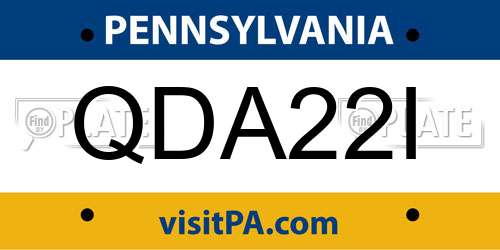 QDA22I Pennsylvania License Plate