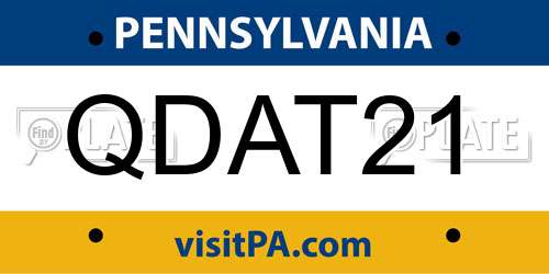 QDAT21 Pennsylvania License Plate