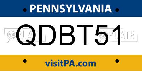 QDBT51 Pennsylvania License Plate