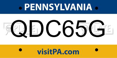 QDC65G Pennsylvania License Plate