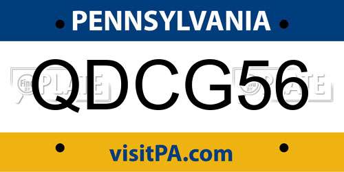 QDCG56 Pennsylvania License Plate