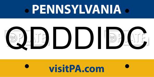 QDDDIDC Pennsylvania License Plate
