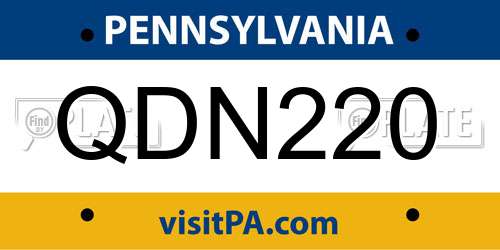 QDN220 Pennsylvania License Plate