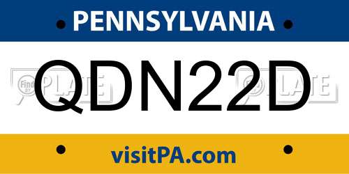 QDN22D Pennsylvania License Plate