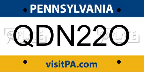 QDN22O Pennsylvania License Plate