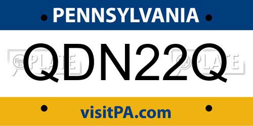 QDN22Q Pennsylvania License Plate