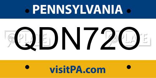 QDN72O Pennsylvania License Plate