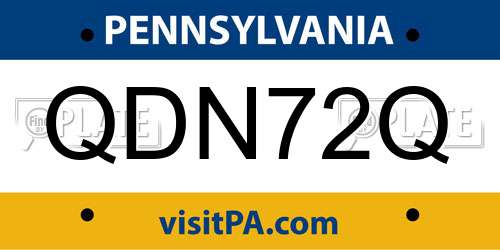QDN72Q Pennsylvania License Plate