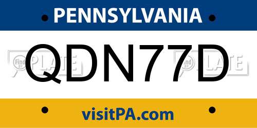 QDN77D Pennsylvania License Plate