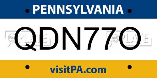 QDN77O Pennsylvania License Plate