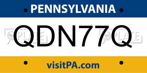 QDN77Q Pennsylvania License Plate