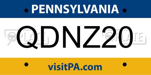 QDNZ20 Pennsylvania License Plate