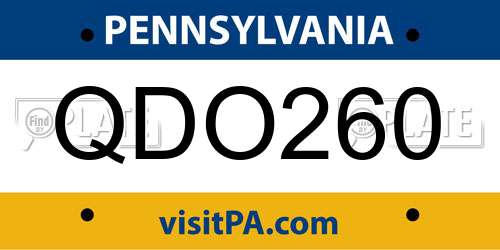 QDO260 Pennsylvania License Plate