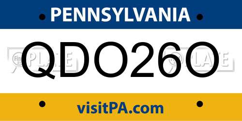 QDO26O Pennsylvania License Plate