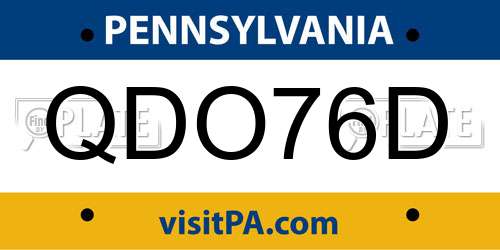 QDO76D Pennsylvania License Plate