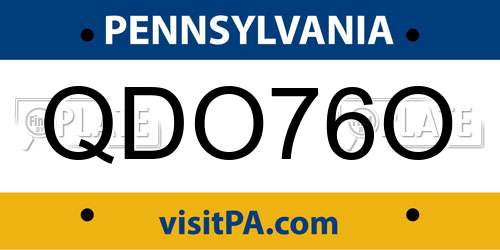 QDO76O Pennsylvania License Plate