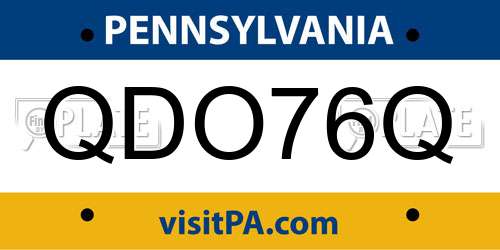 QDO76Q Pennsylvania License Plate
