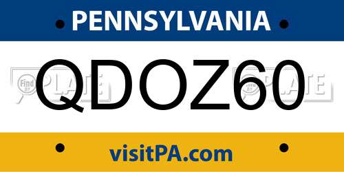 QDOZ60 Pennsylvania License Plate