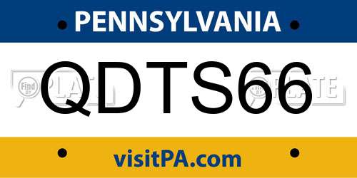 QDTS66 Pennsylvania License Plate