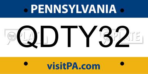 QDTY32 Pennsylvania License Plate