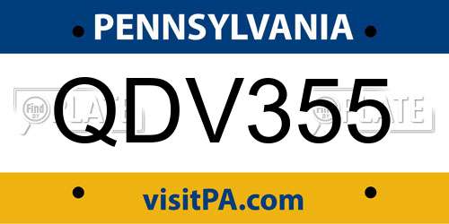 QDV355 Pennsylvania License Plate