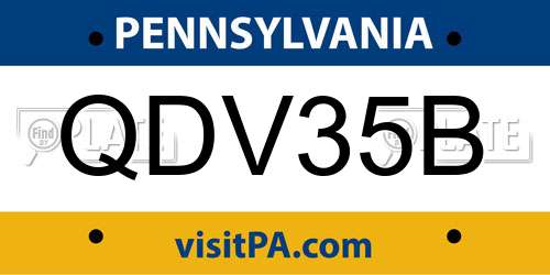 QDV35B Pennsylvania License Plate