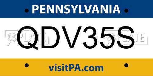 QDV35S Pennsylvania License Plate