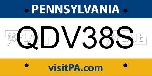 QDV38S Pennsylvania License Plate