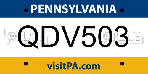 QDV503 Pennsylvania License Plate